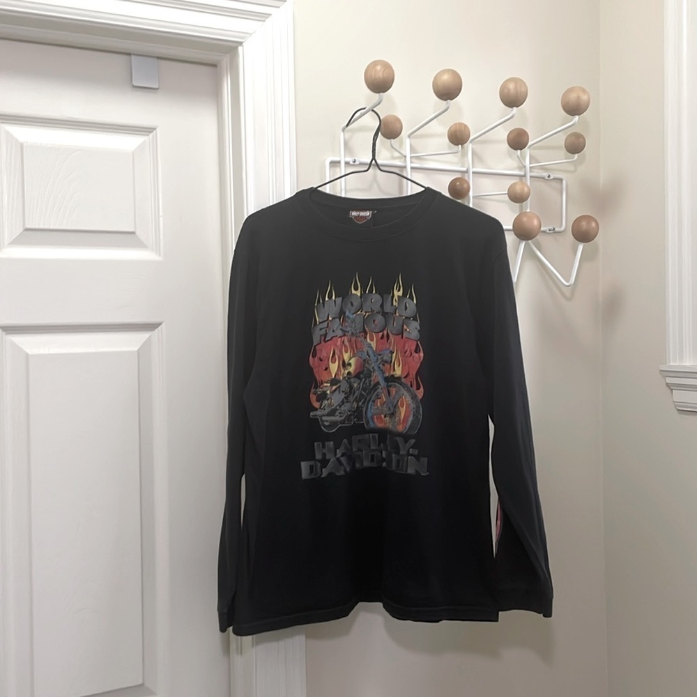 Harley Davidson - 90s Long Sleeve Flames - Black - Large